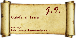 Gubán Irma névjegykártya